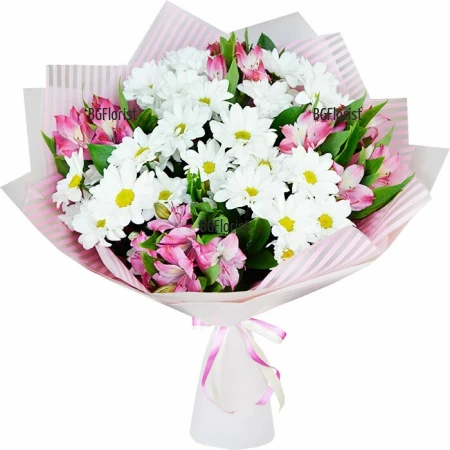 Delivery of a beautiful delicate bouquet of flowers